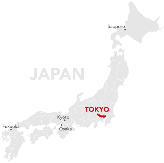 Tokyo’s location in Japan